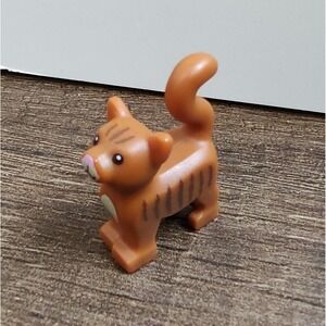 LEGO CAT Dark Orange Tabby Cat Standing Black Eyes Kitten Pet NEW Minifig